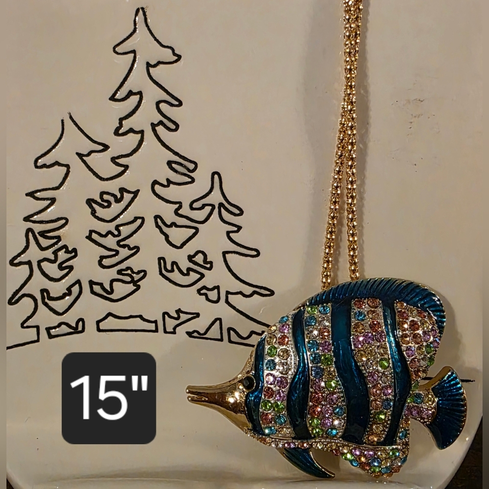 BETSY JOHNSON Colorful Fish Pendant Necklace